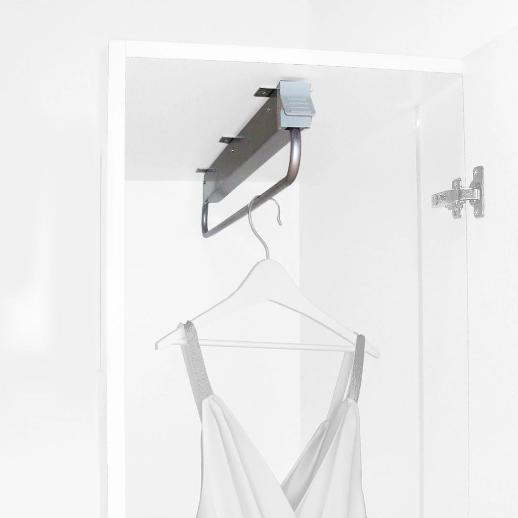 Appendiabiti Estraibile per Armadio 80 cm in Acciaio e Plastica Emuca Grigio Metallizzato