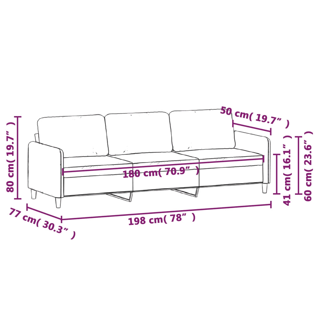 Divano a 3 Posti-Sofa 3 Posti Giallo Chiaro 180 cm in Tessuto 456829