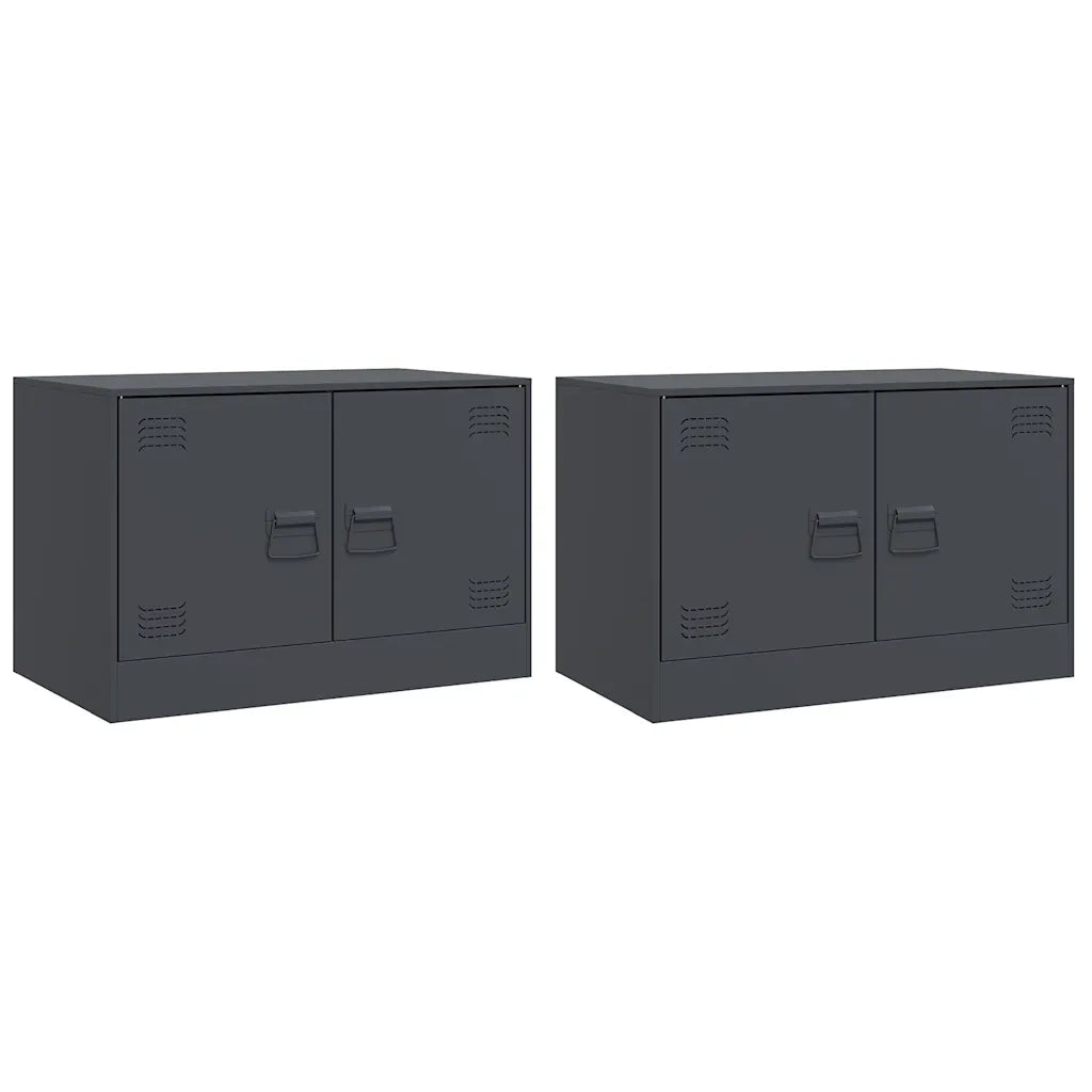 Mobili TV 2 pz-Set di 2 Credenza per TV Antracite 67x39x44 cm in Acciaio 225013