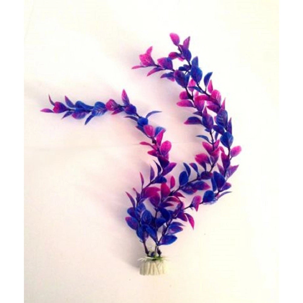Trade Shop - Pianta 32 Cm Piantina Artificiale Per Acquario Piante Finte Plastica Color Viola -