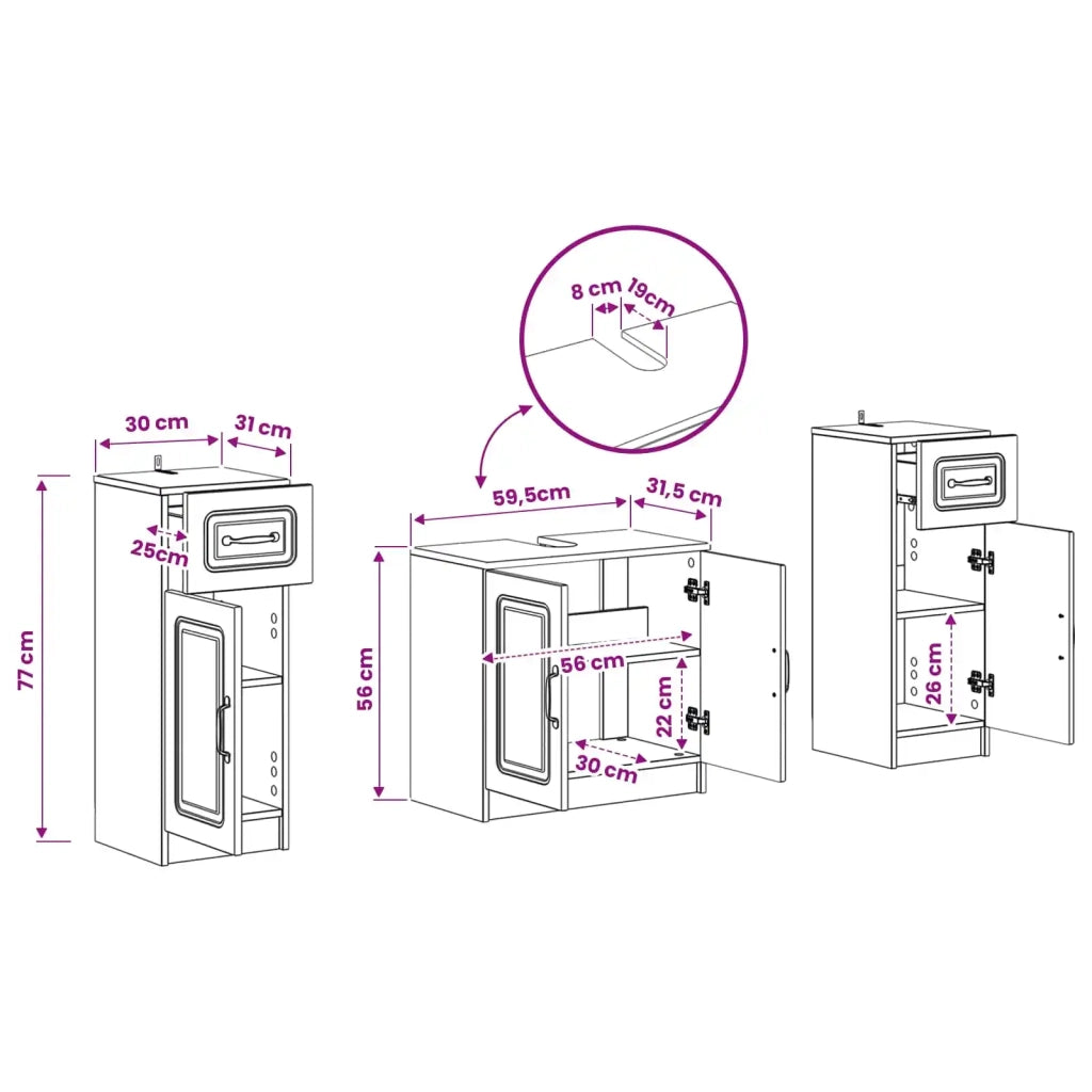 Set di Armadi da Bagno da 2 Pezzi UTRECHT Rovere Fumo 3418058