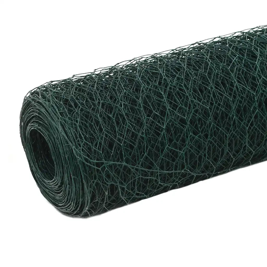 Recinzione da Giardino | Recinzione in Rete per Pollaio in Acciaio e PVC 25x1,5 m Verde