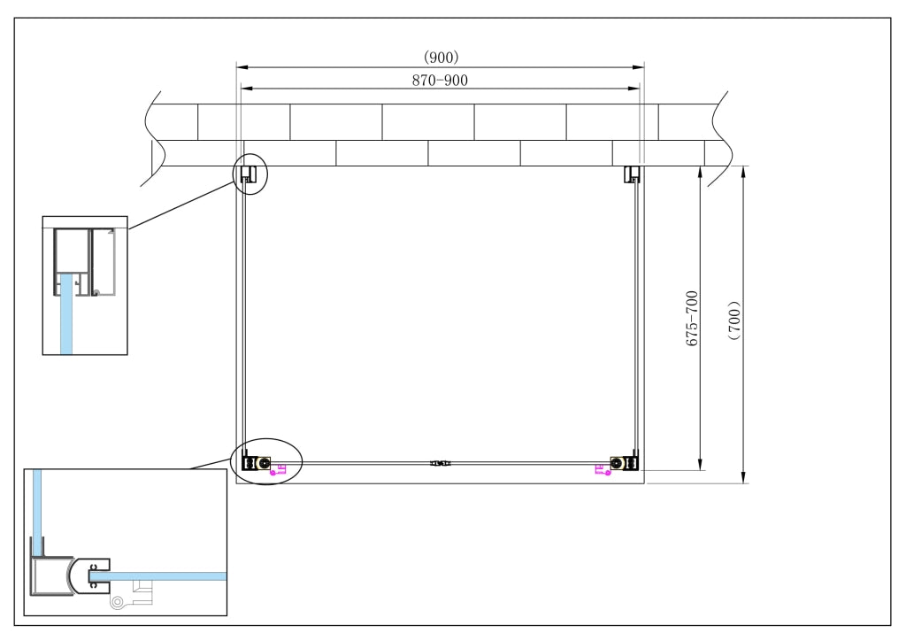 Porta battente Saloon  + 2 lati fissi box doccia 6 mm cromo 2 FISSE 67,5-70 + SALOON 87-90