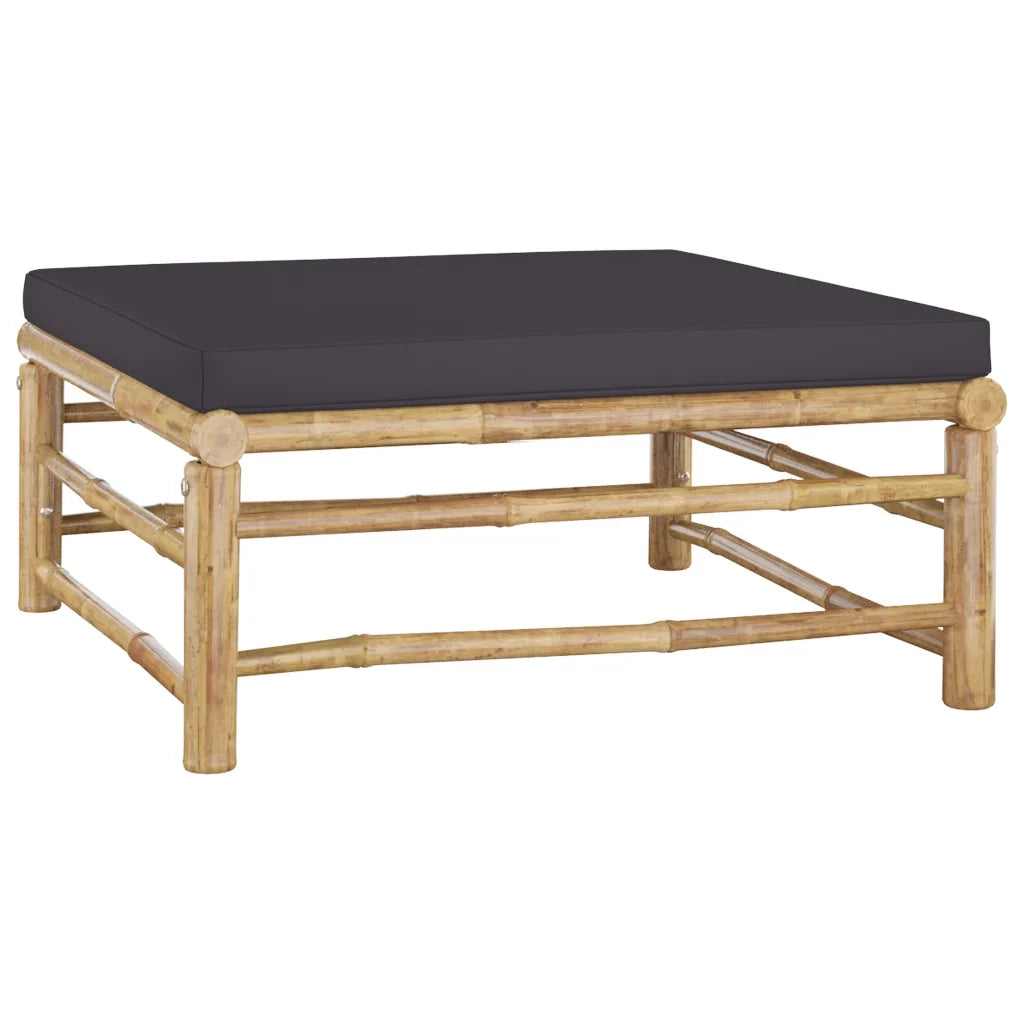 Set Salotto da Giardino 4pz con Cuscini Grigio Scuro Bambù 3058190