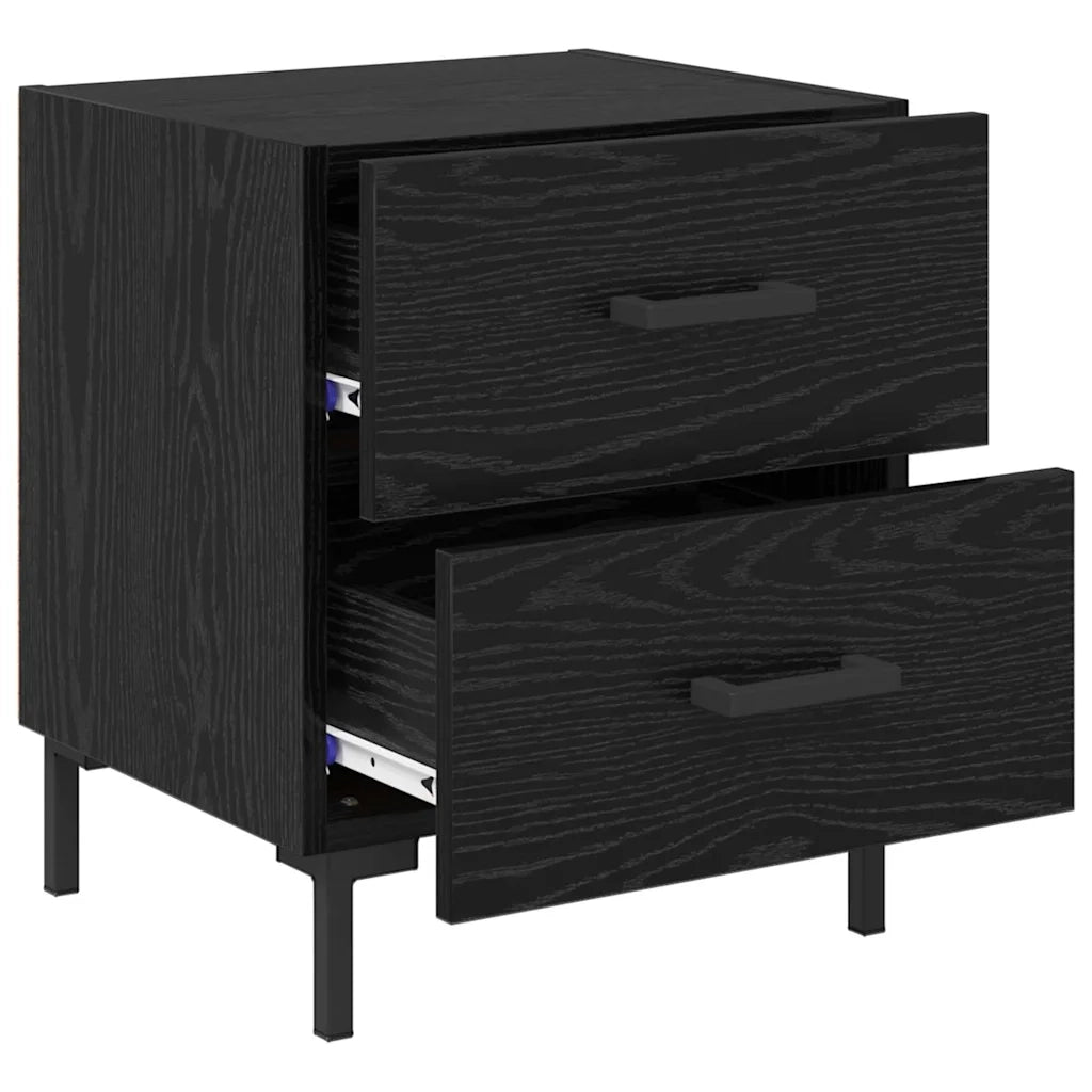 Set di 2 Comodini | Armadio da Notte | Mobiletto da notte Rovere Nero 40 x 35 x 47,5 cm