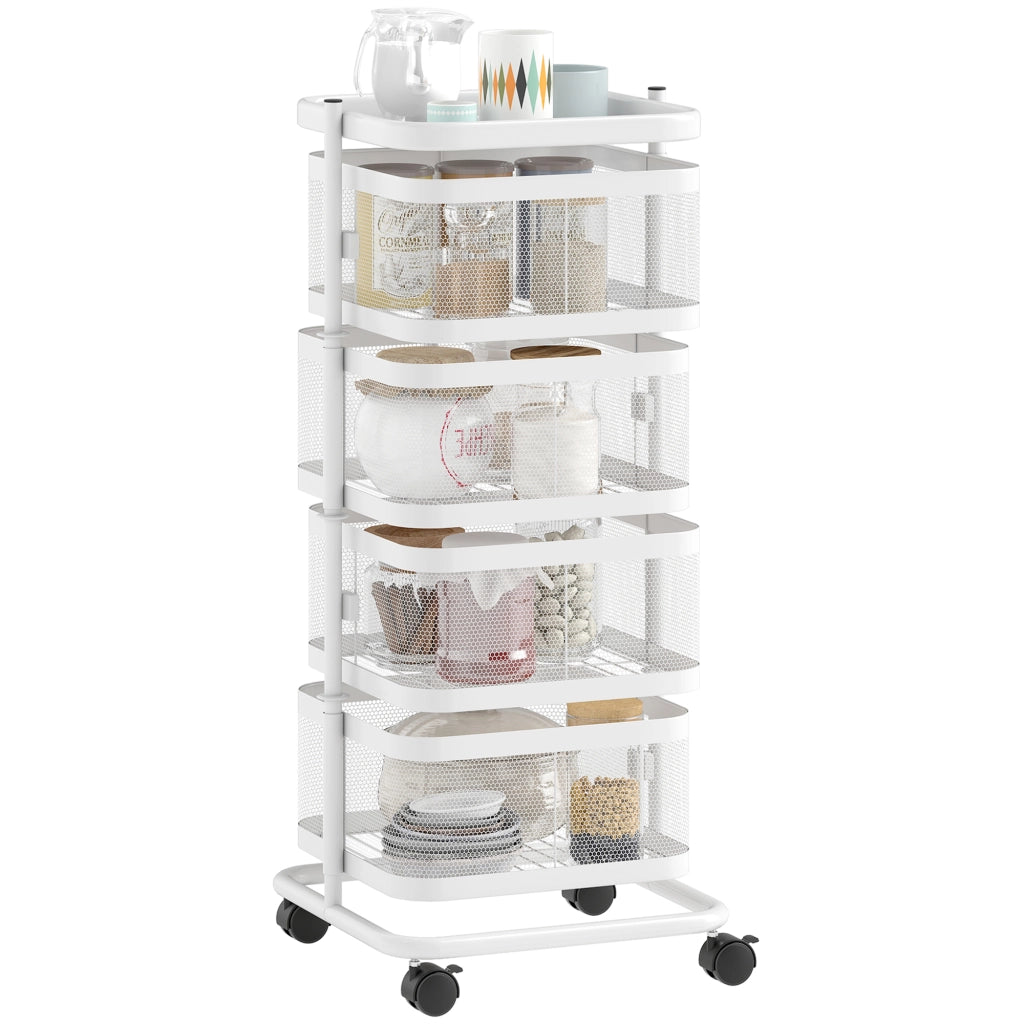 Carrello 4 cestelli girevoli ¨C Minimal ¨C bianco 33x33x77cm