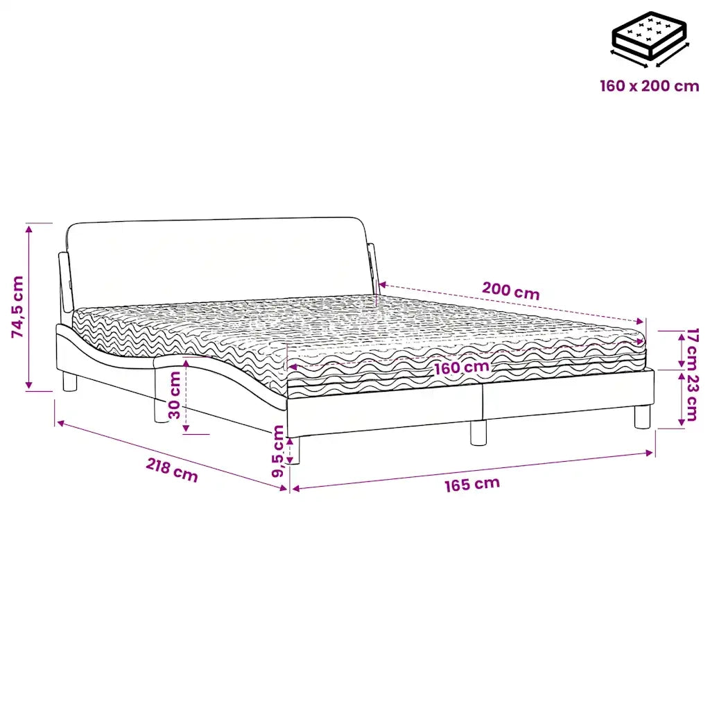 Letto con Materasso Dover Grigio 160x200 cm in Similpelle 3208440
