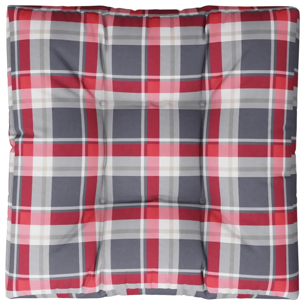 Cuscino per Pallet a Quadri Rossi 80x80x12 cm in Tessuto 360504