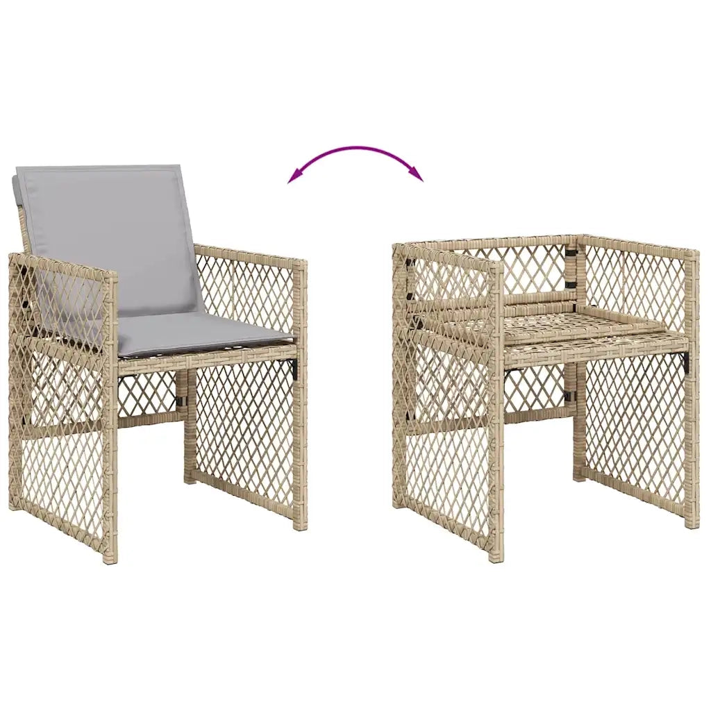 Set da Pranzo da Giardino 5 pz con Cuscini Beige in Polyrattan 3210720
