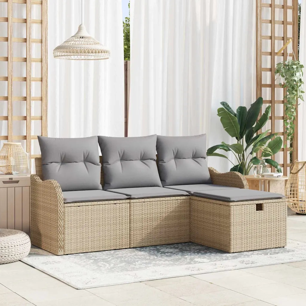 Set Divano da Giardino 4 pcs Beige e Grigio Chiaro polyrattan 3358949