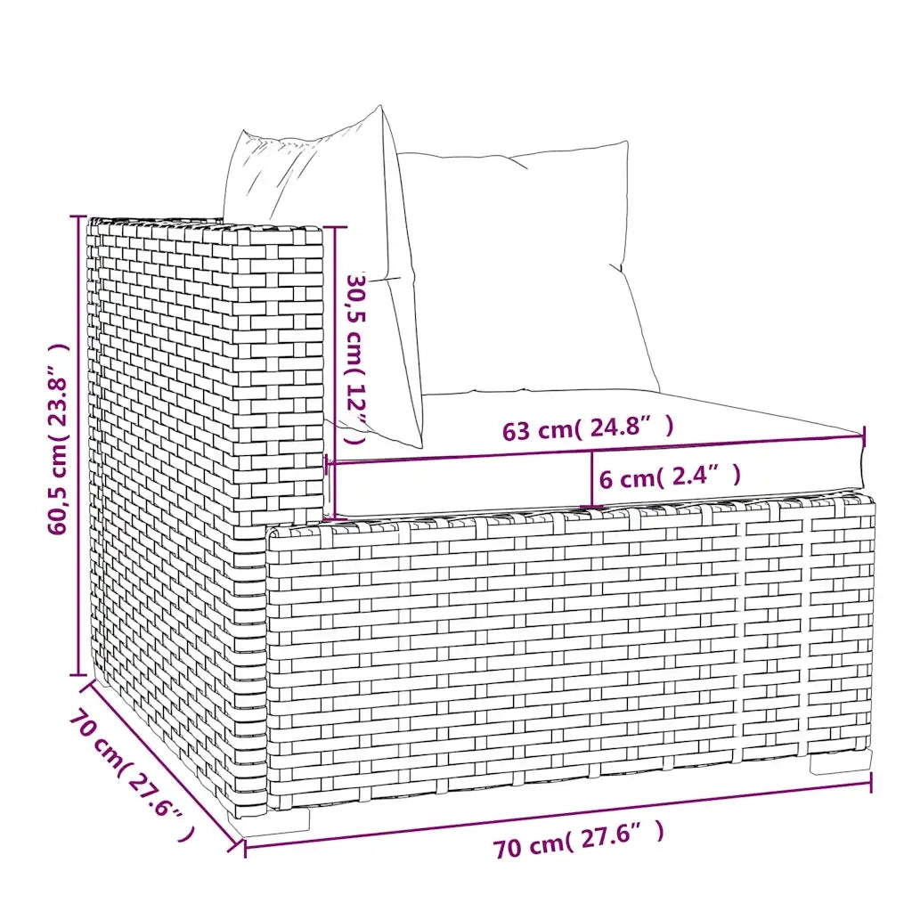 Set Divani da Giardino 5 pz con Cuscini in Polyrattan Marrone 3101660