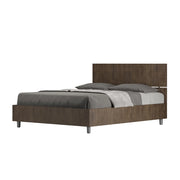 BS COM Letto matrimoniale francese con rete 140x200 testata dritta noce