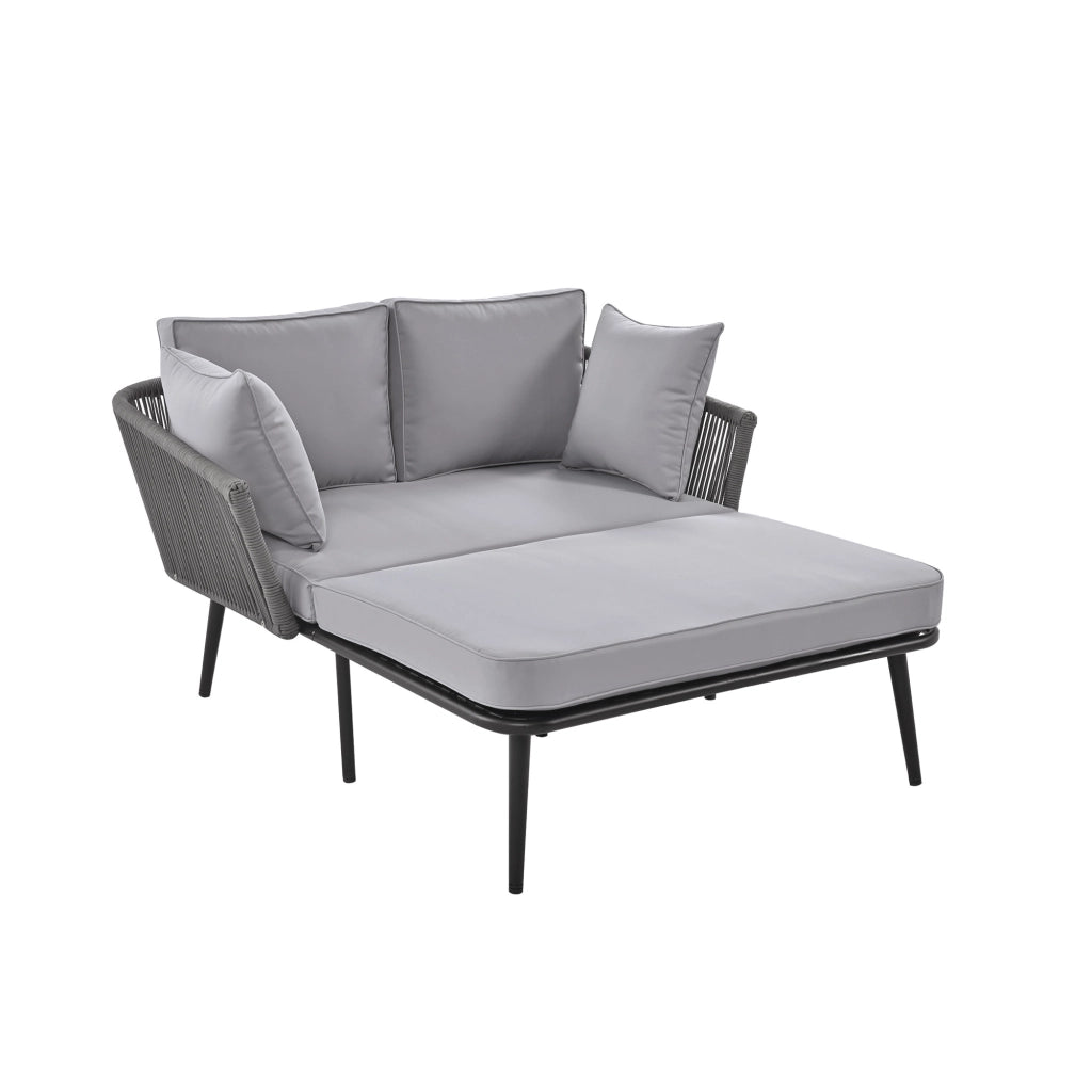 Canap¨¦ de jardin avec 2 coussins et 2 coussins salon de soleil ext¨¦rieur salon de jardin ensemble de meubles de balcon mobilier de salon mobilier de jardin coussins amovibles et lavables gris