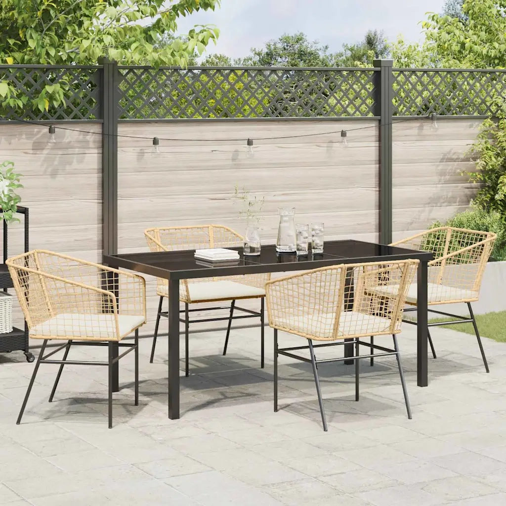 Set da Pranzo per Giardino 5 pcs Marrone polyrattan