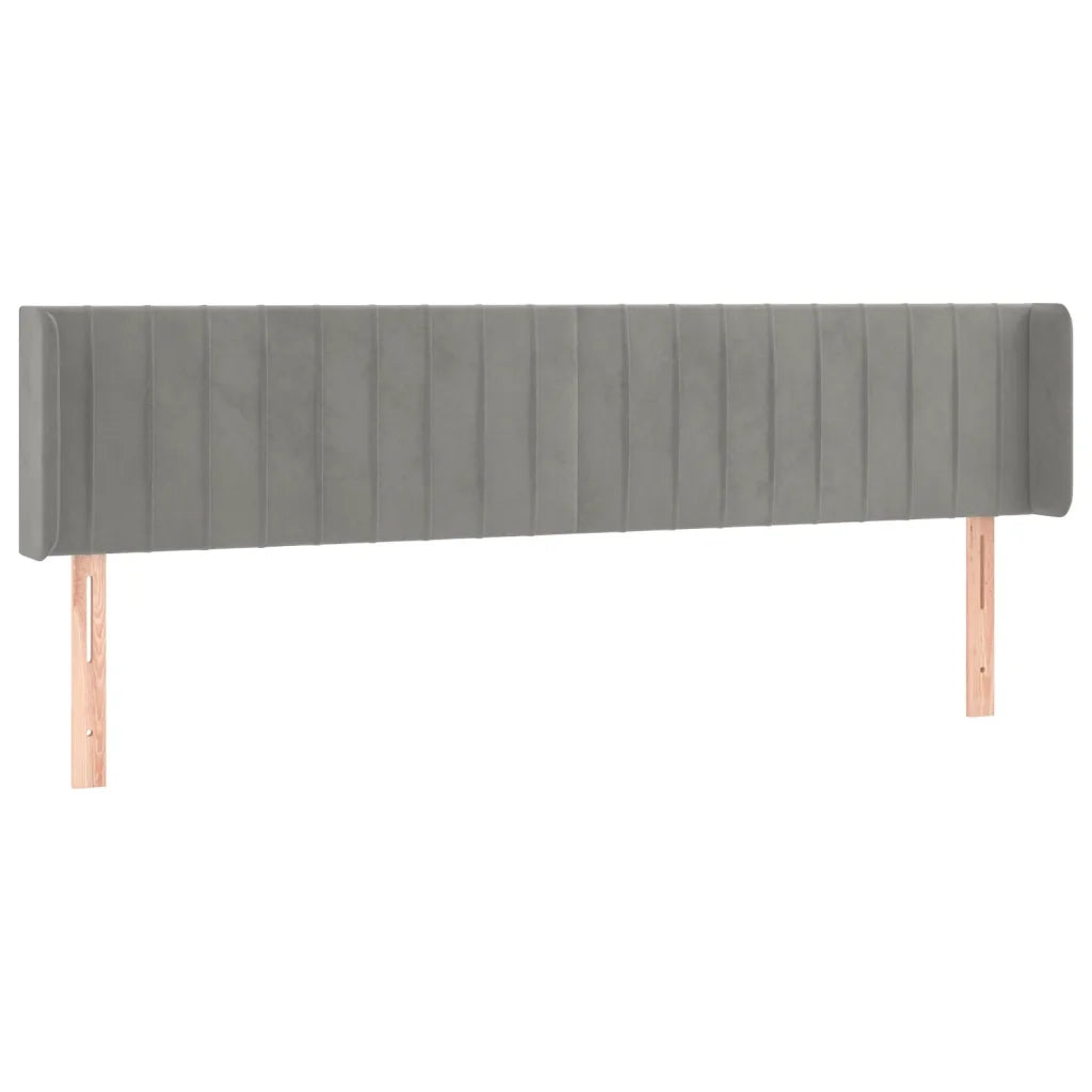 Testiera ad Orecchio-Testata con Orecchie Grigio Chiaro 203x16x78/88 cm in Velluto 589377