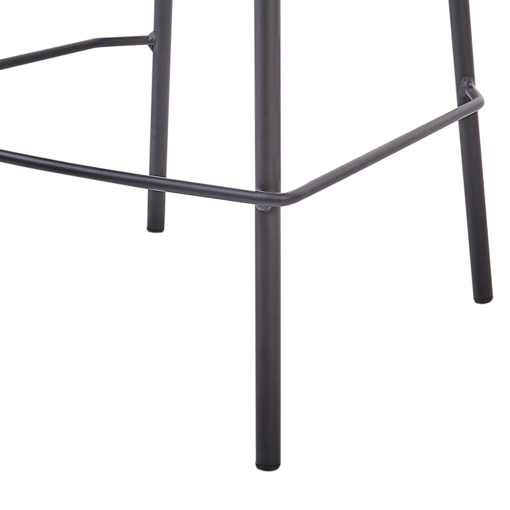 Set di 2 sedie da bar Rivestimento in poliestere nero Schienale in rattan naturale a treccia viennese Gambe in metallo nero Sgabelli senza braccioli