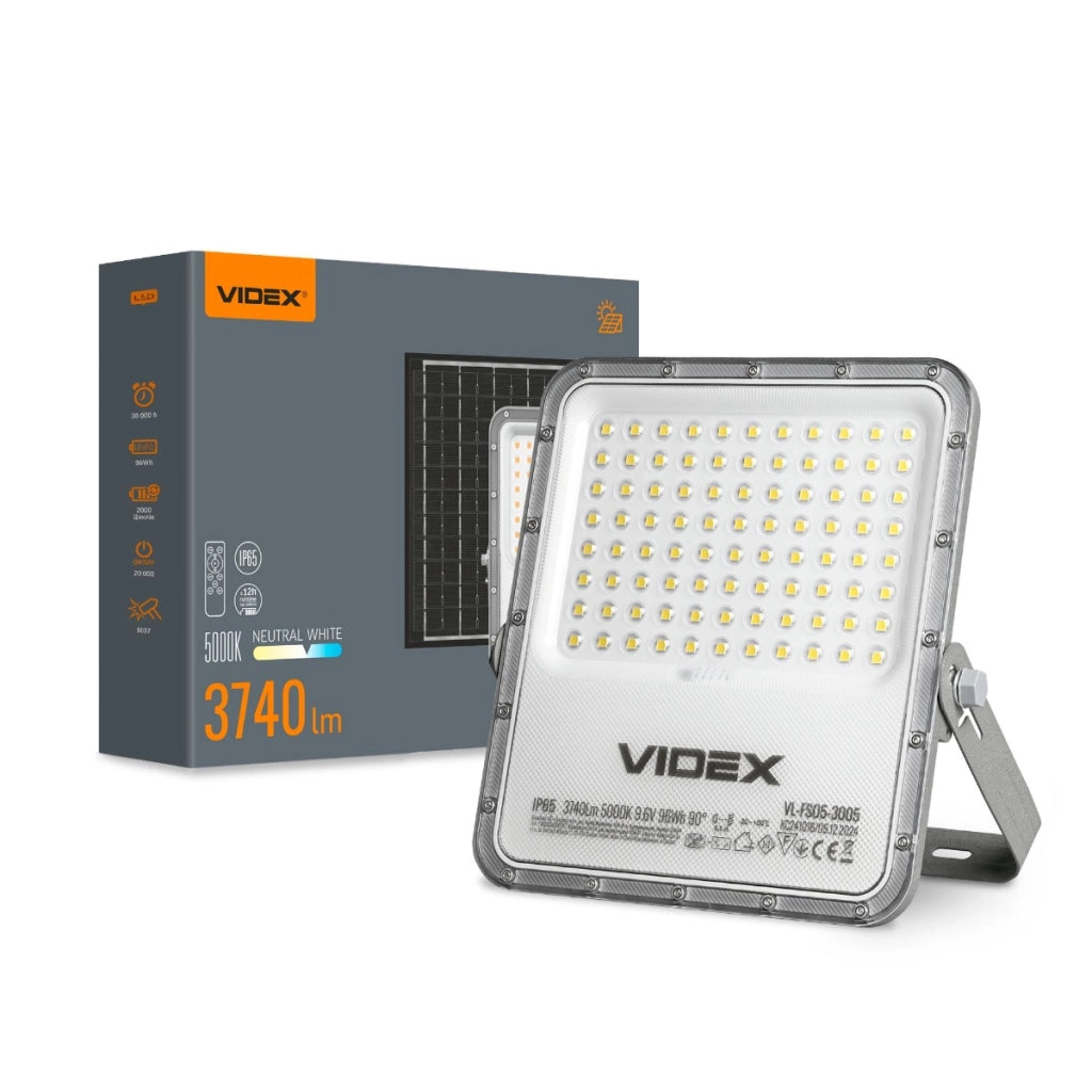 Videx faro solare 40W 3740lm 5000K IP65 telecomando