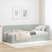 Cornice del letto ad angolo Grigio chiaro 100 x 200 cm Velluto