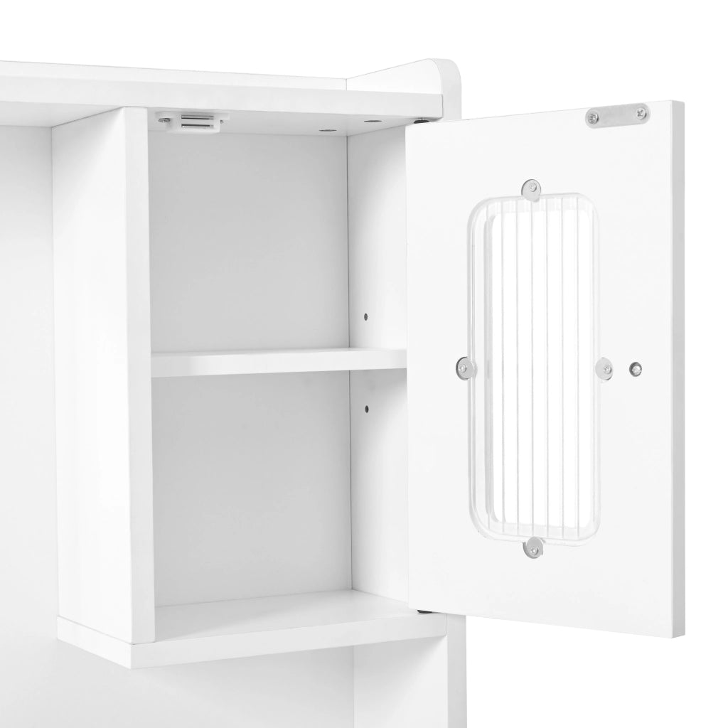 TOELETTA con specchio LED 105x152x40 cm bianco, 6 cassetti e 4 ante