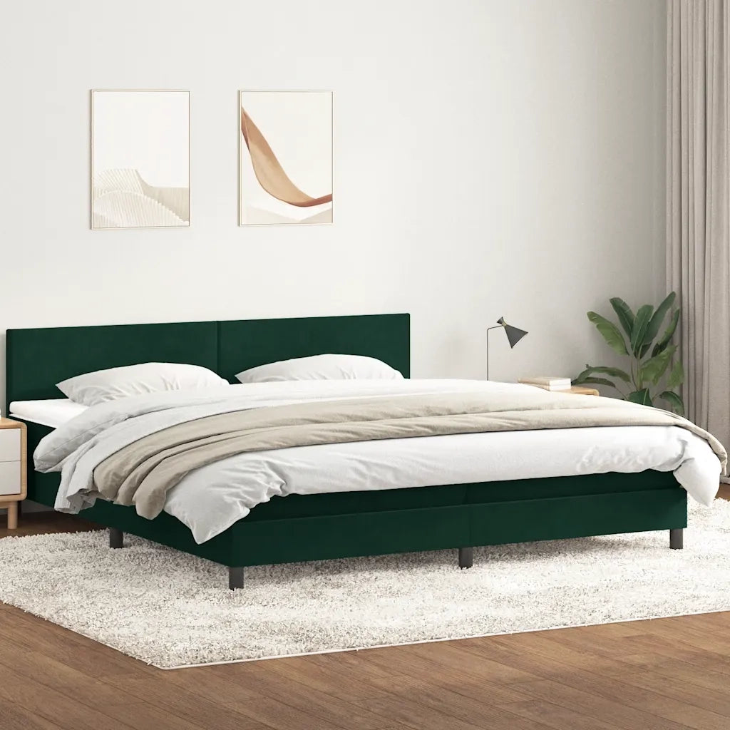 Letto a Molle con Materasso e LED Verde Scuro 180x220 cm Velluto 3316752
