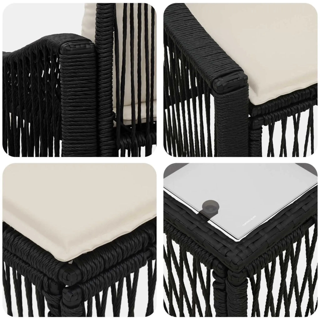 Set Divano da Giardino 9 pz Nero polyrattan 3435952