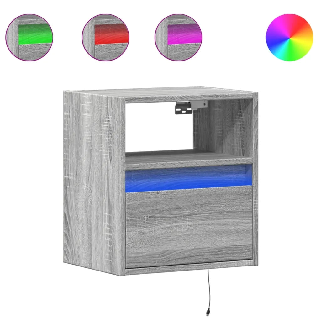 Mobile TV a Parete | Armadietto TV | Mobile Porta TV con Luci LED Grigio Sonoma 41x31x45 cm