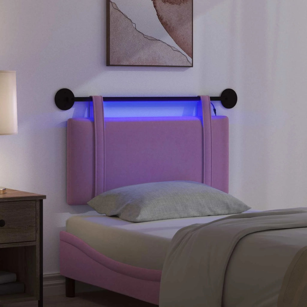 Testiera sospesa Con luce LED Rosa Tessuto 3423857