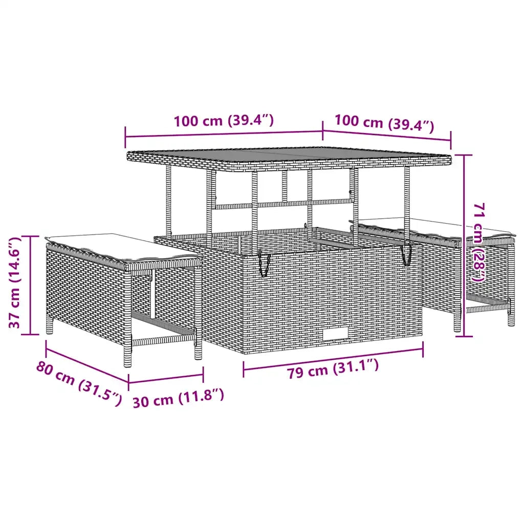 Set Divano da Giardino 13 pcs Grigio polyrattan 3361668