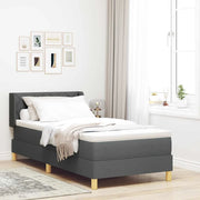 Letto a molle con testiera Grigio scuro 200 x 100 cm Poliestere