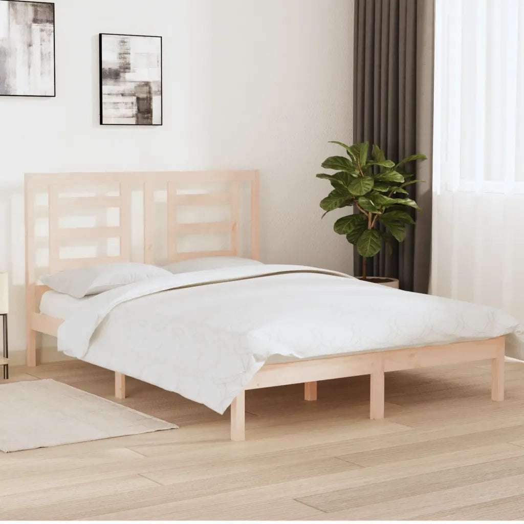 Letto matrimoniale | Letto per adulti | Giroletto senza Materasso 160x200 cm in Legno Massello di Pino