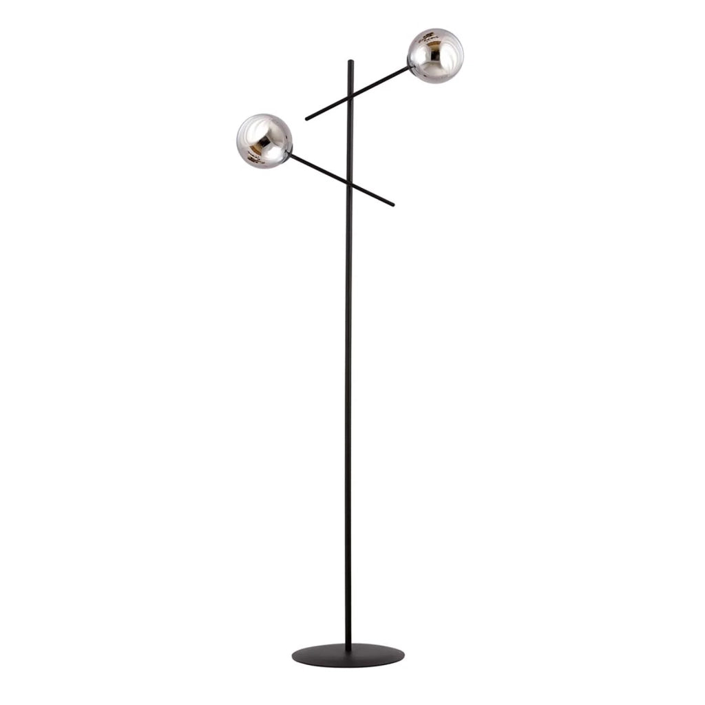 Piantana Contemporaneo Yama Acciaio Nero Grigio 2 Luci E14 Ip20