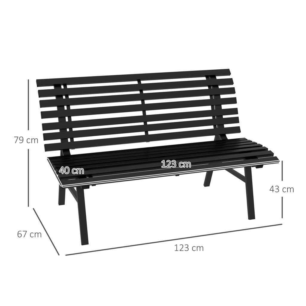 Panchina da Giardino 2 Posti in Alluminio ¨C Minimal ¨C 123x67x79cm Nero