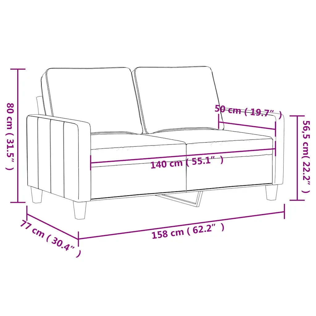 Divano a 2 Posti-Sofa 2 Posti Nero 140 cm in Velluto 737585