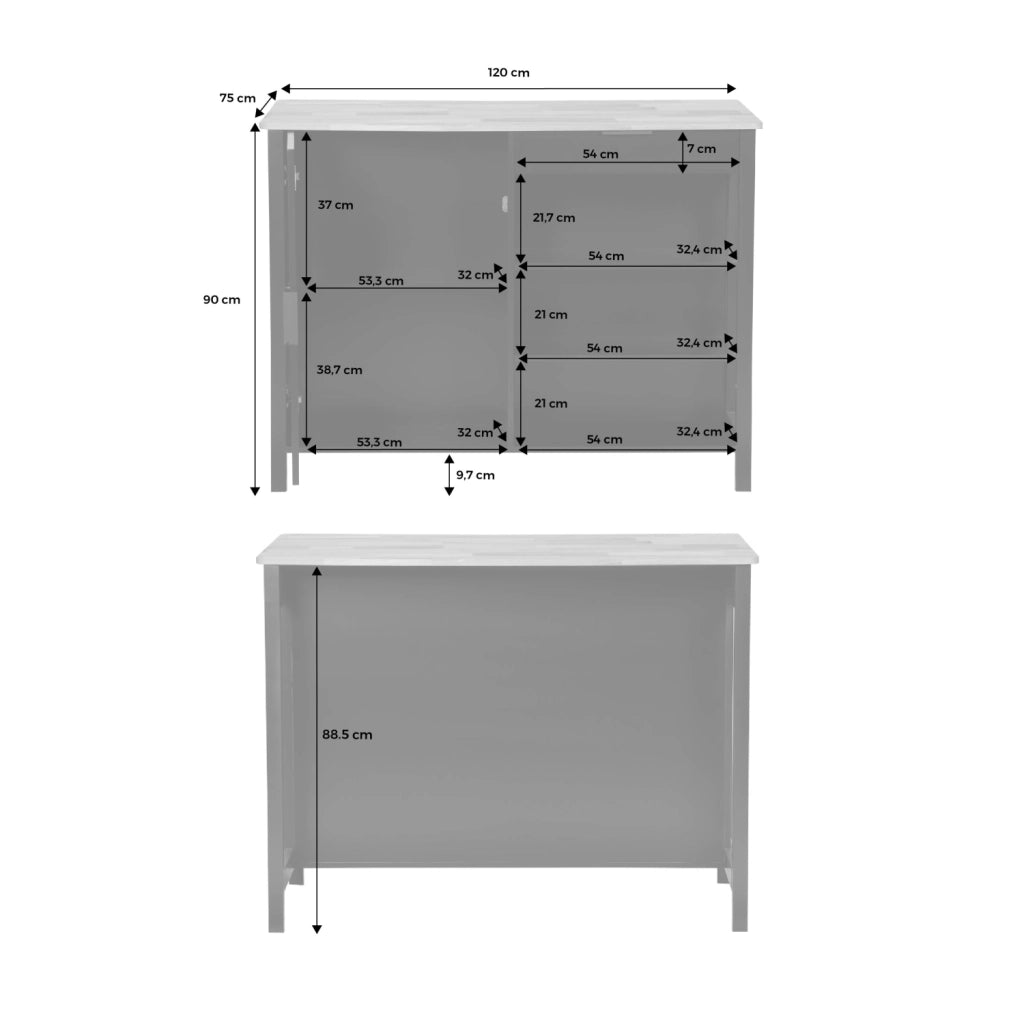 Isola da cucina 3 in 1, 120cm, nero
