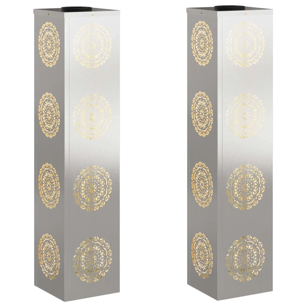 Faro LED solare per sentieri 2 pcs Argento Acciaio inossidabile 879790