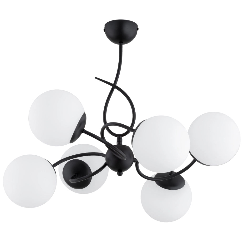 Plafoniera decorativa sfere bianco/nera 6xE14 Tornado Alfa