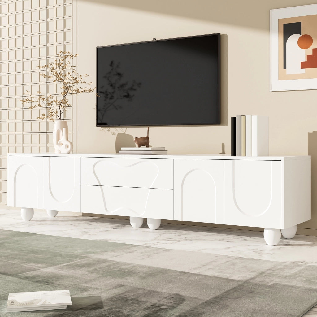 Cassettiera per TV bianca in truciolare lunghezza 180 cm