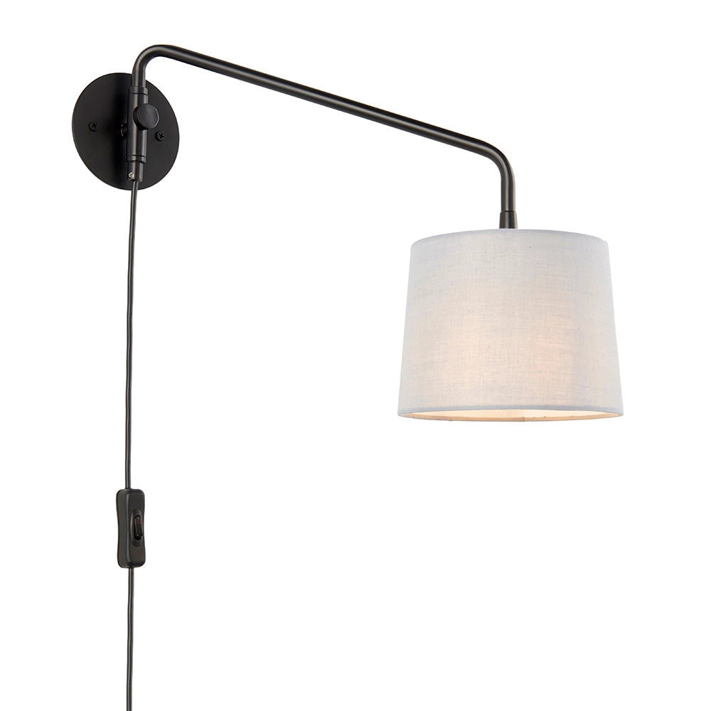 Applique moderna con paralume, braccio snodato nero E14 Endon