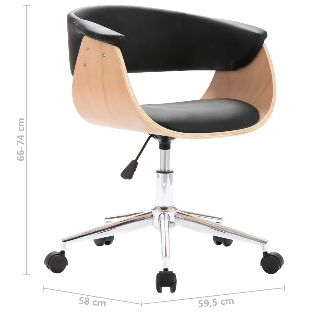 Sedia da Pranzo Girevole Nera in Legno Piegato e Similpelle 287400