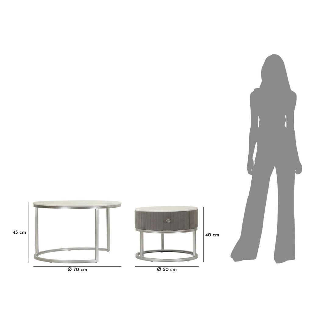 Set di Tavolini VKH796, Grigio, Legno, 70x70x45 cm