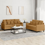 Set di Divani 2 pz con Cuscini Marrone in Velluto