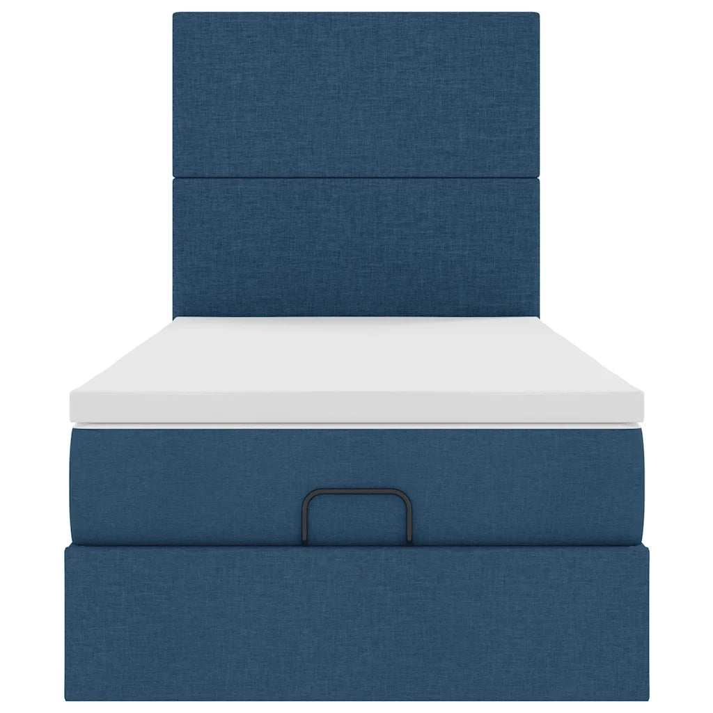 Pouf Letto con Materasso e LED Blu 100x200 cm in Tessuto 3313905