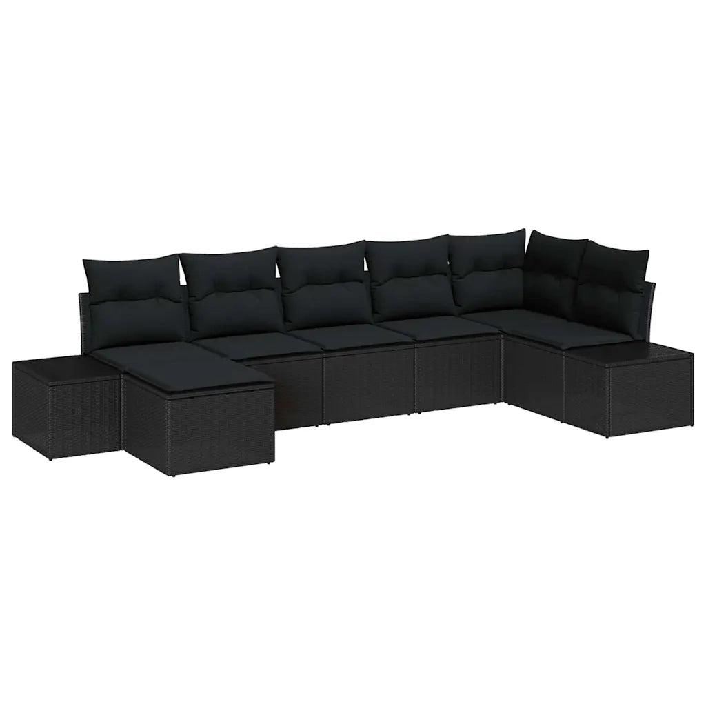 Set Divano da Giardino con cuscino 7 pcs Nero polyrattan 3355822