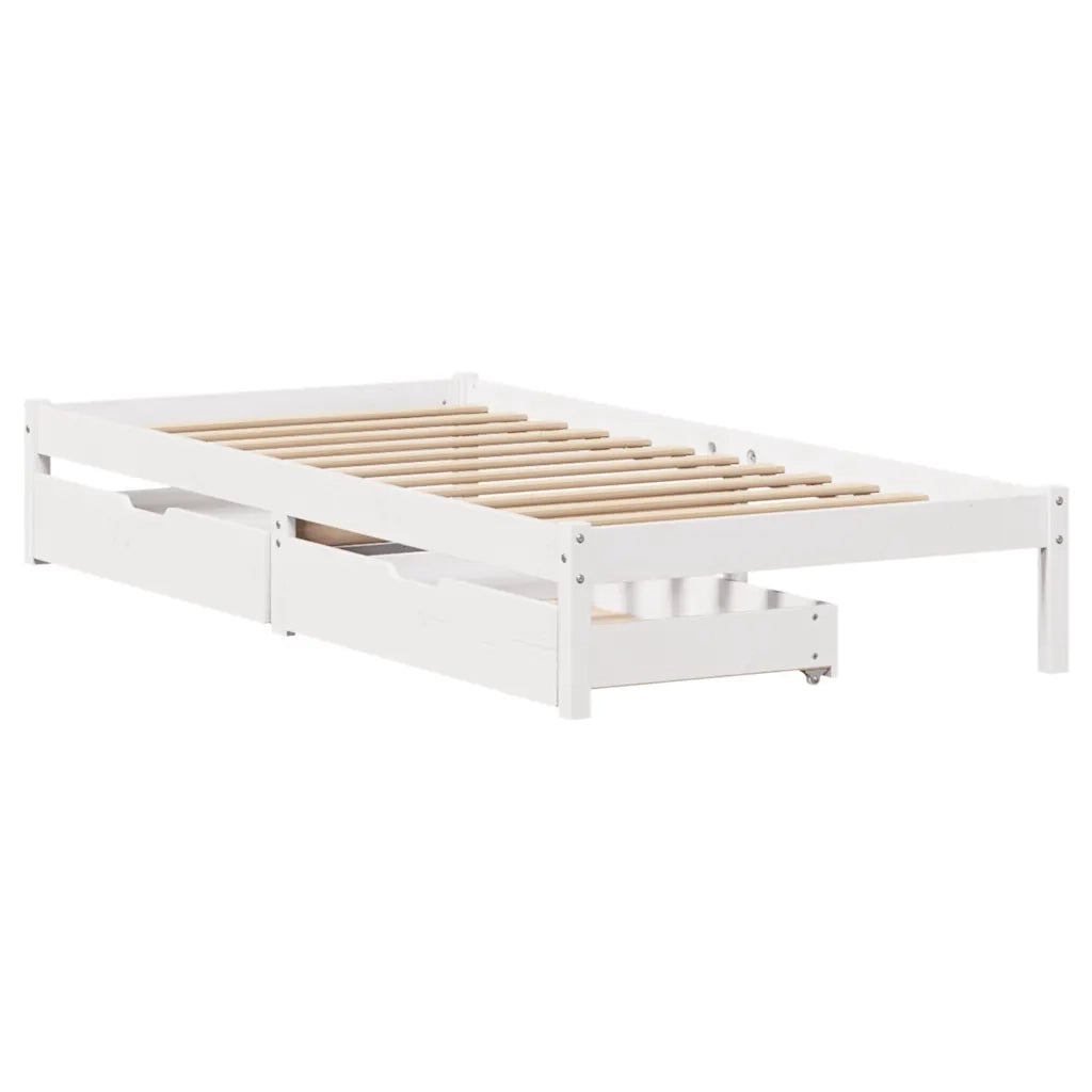 Letto singolo | Letto per adulti | Giroletto senza Materasso Bianco 100x200 cm Legno Massello Pino