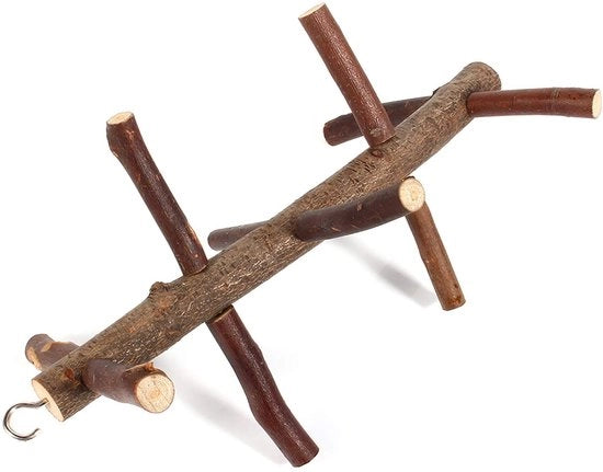 Scalino in Legno Naturale - Giocattolo per Uccelli - Adatto per Pappagalli - Gabbia Rotante per Pappagalli - Garanzia di Soddisfazione - Sbarre di Sostegno