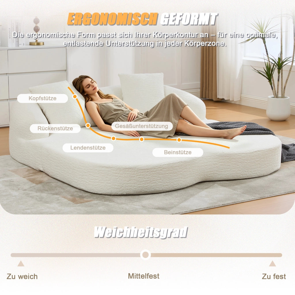 Divano letto 2 posti - con funzione letto e schienali separati - in chenille beige