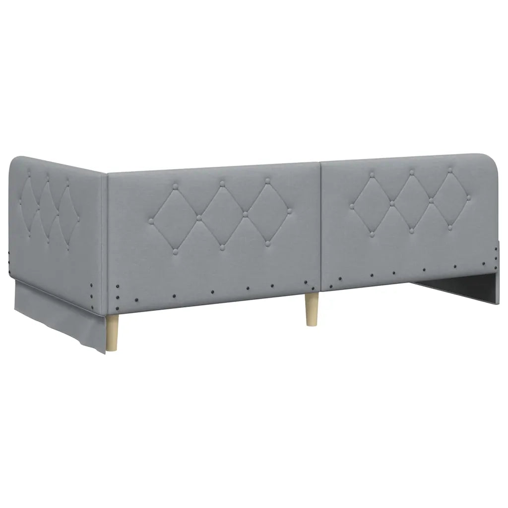 Cornice del letto ad angolo Grigio chiaro 100 x 200 cm Tessuto