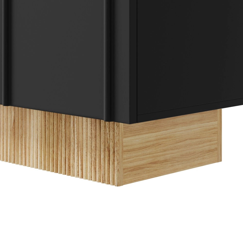 Credenza Moderna 4 Ante ¨C MINIMAL ¨C Bianco/Legno, 160x75x38