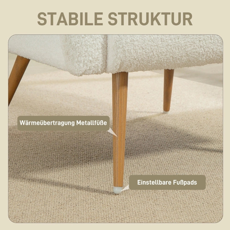 POLTRONA Relax 77x77x83 cm Fleece Crema con cuscino lombare
