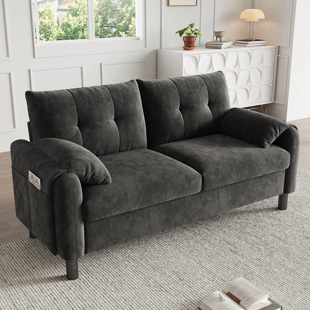 Divano 2 posti - Xylo - Chenille, stile scandinavo, grigio